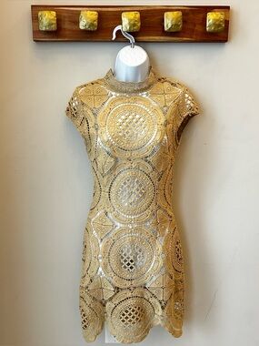 The Vintage Shop Crochet Lace Dress Western Festival Boho Mermaidcore Beachy